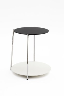 Bout de canapé de "CO3" de A+A Cooren avec plateau en médium et piètement en métal chromé, Ø 40 x H 50cm, COEDITION, http://www.coedition.fr/